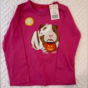 NWT Mini Boden Pink Long Sleeve Tee with Halloween Graphic